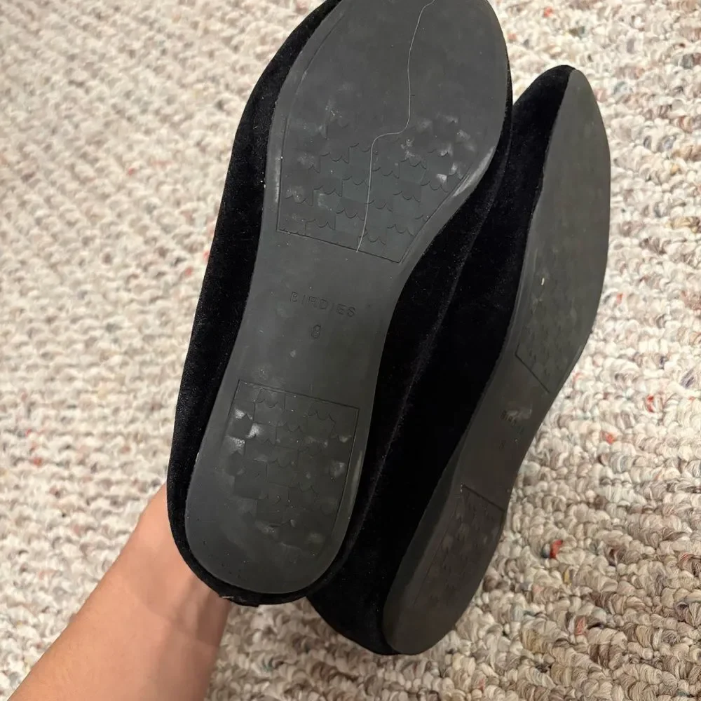 Birdies The Starling Black Velvet Loafers- Size 8